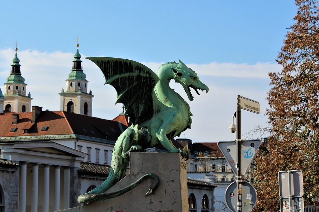 Dragon statue in Ljubljana, Slovenia